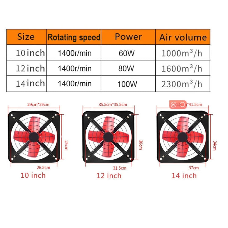 14 -inch Dual Grilles Kitchen Exhaust Fan Wall Window Fan High Power Industrial Extractor Fume Space Extractor Hood,CN Plug - free shipping - PMC TechLife - Order now!