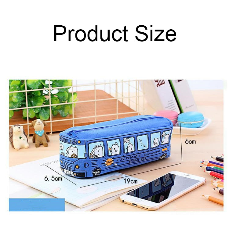 Cartoon Bus Student Stationery Pencil Case Large Capacity Canvas Stationery Box(Yellow) - Pen Holder by PMC TechLife | Online Shopping South Africa | PMC TechLife