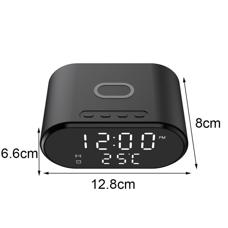 15W LED Mirror Wireless Charger Desktop Multifunctional Mini Clock(Black) - free shipping - PMC Jewellery - Order now!