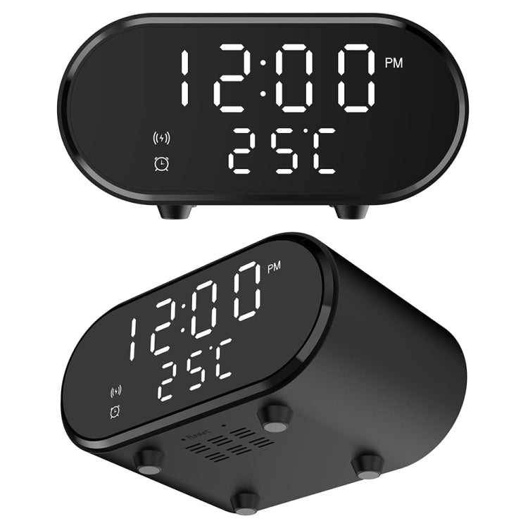 15W LED Mirror Wireless Charger Desktop Multifunctional Mini Clock(Black) - free shipping - PMC Jewellery - Order now!