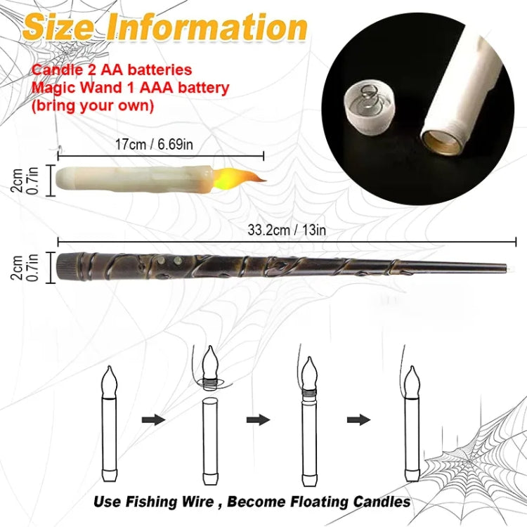 12pcs /Set LED Floating Candles Lights With Remote Control Christmas Halloween Decoration, Style: Glossy Magic Wand(Yellow Flash) - Halloween Decoration Lamps by PMc TechLife | Online Shopping South Africa | PMc TechLife | Buy Now Pay Later Mobicred