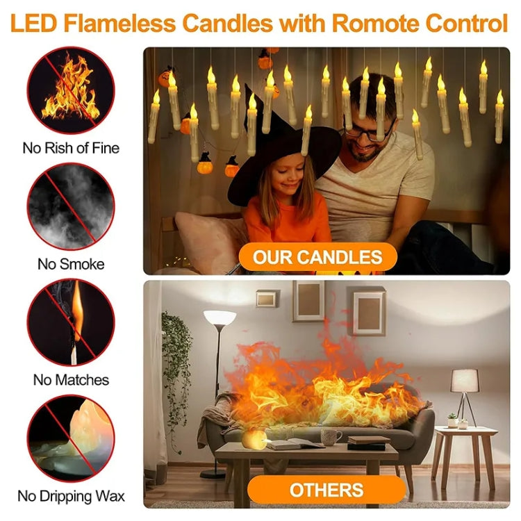 12pcs /Set LED Floating Candles Lights With Remote Control Christmas Halloween Decoration, Style: Glossy Magic Wand(Yellow Flash) - Halloween Decoration Lamps by PMc TechLife | Online Shopping South Africa | PMc TechLife | Buy Now Pay Later Mobicred
