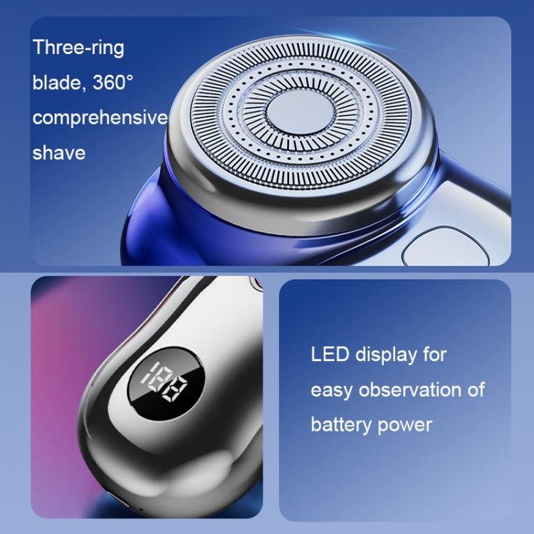 Three-Ring Knife Mesh Electric Men Shaver Travel Portable Mini Shaver, Color: Digital Display Silver - Electric Shavers by PMC TechLife | Online Shopping South Africa | PMC TechLife | Buy Now Pay Later Mobicred