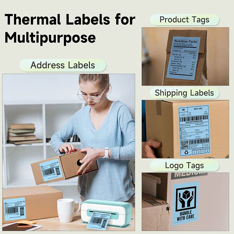 500sheets 4��6 Inch Stickers Thermal Label Paper For Phomemo PM-246S / PM-241BT / D520BT, Style: Folding Light Blue - Printer Accessories by PMC TechLife | Online Shopping South Africa | PMC TechLife | Buy Now Pay Later Mobicred