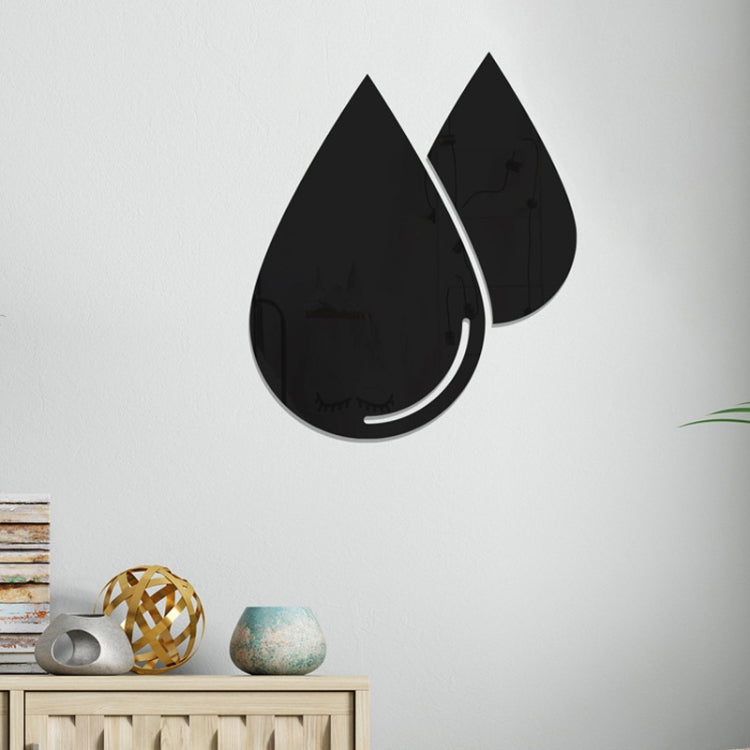 2pcs /Set Acrylic Water Drops Mirror Stereo Wall Stickers Living Room Bedroom Decorative Stickers Soft Mirror(Black) - Decorative Mirrors by PMC TechLife | Online Shopping South Africa | PMC TechLife