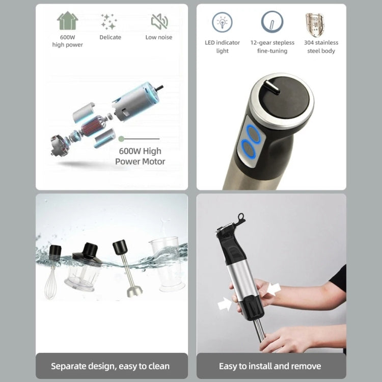 5-in-1 600W Multifunctional  Electric Blender Stainless Steel Food Cooking Stick UK Plug - Stirrer & Squeezer by PMC TechLife | Online Shopping South Africa | PMC TechLife | Buy Now Pay Later Mobicred