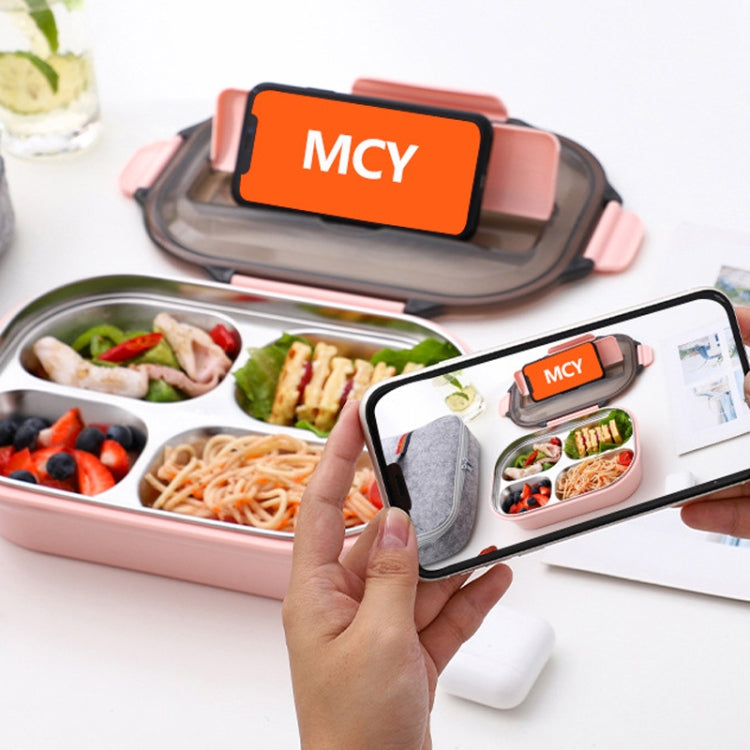 304 Stainless Steel Lunch Box Leakproof Insulated Student Dormitory Bento Box, Spec: 4 Grid Pink - Cutlery Sets by PMC TechLife | Online Shopping South Africa | PMC TechLife