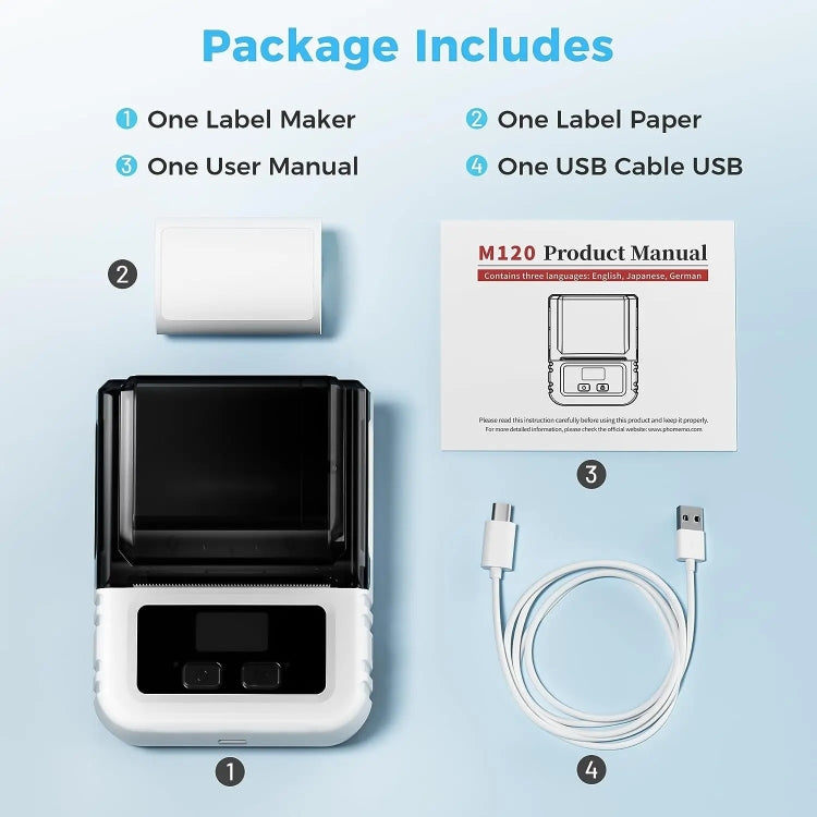 Phomemo M120 Label Maker Barcode Printer Bluetooth Thermal Label Machine(Black) - free shipping - PMC TechLife - Order now!