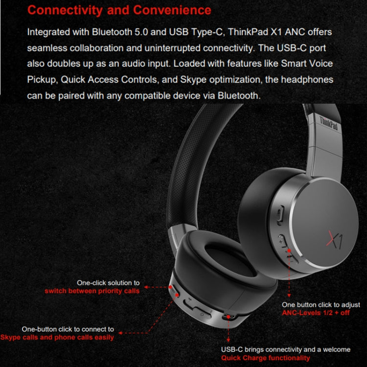 Lenovo  ThinkPad X1 Head-mounted Active Noise Reduction Bluetooth Headphones - free shipping - PMC Jewellery - Order now!