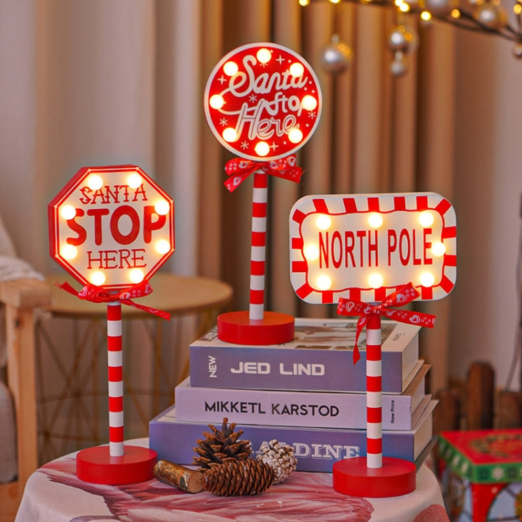 Christmas Street Sign STOP Decorative Lights Wooden Window Atmosphere LED Lights, Style:  NORTH POLE - Christmas Decoration Lamps by PMc TechLife | Online Shopping South Africa | PMc TechLife | Buy Now Pay Later Mobicred