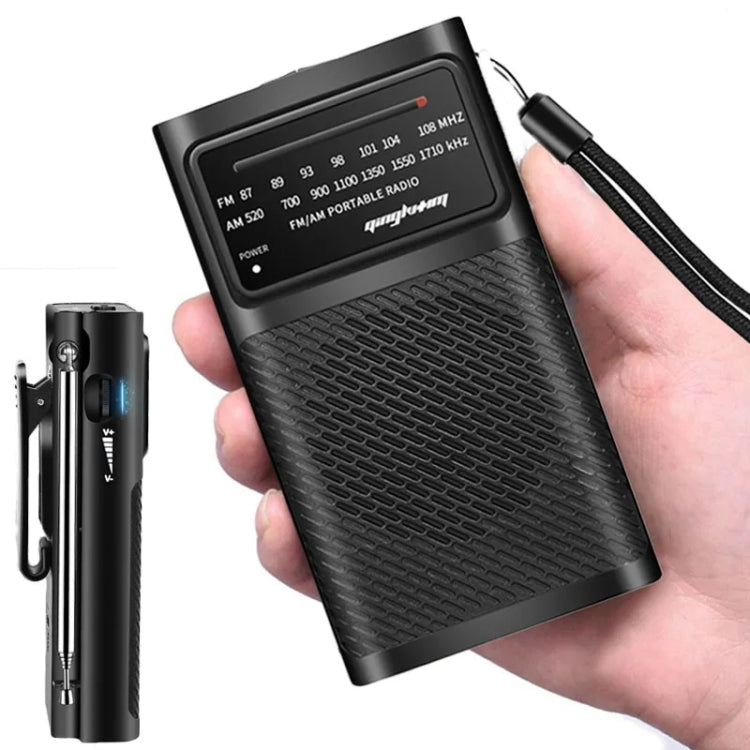 J-180 Portable Pointer FM/AM Two-Band Radios With Carrying Clip, Style: Regular Version(Black) - Radio Player by PMC TechLife | Online Shopping South Africa | PMC TechLife