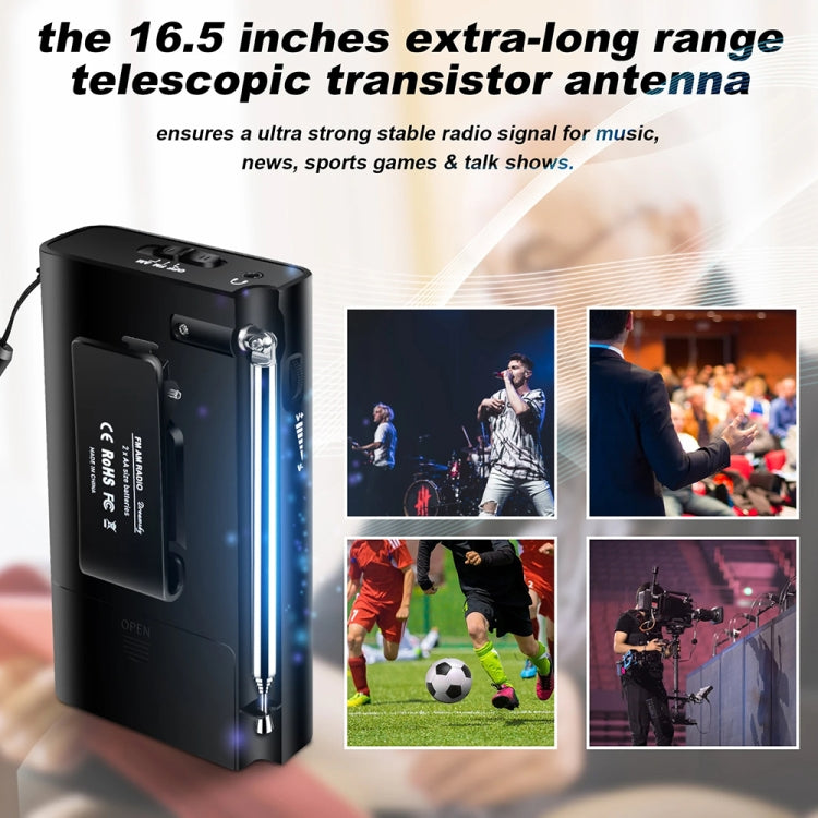 J-180 Portable Pointer FM/AM Two-Band Radios With Carrying Clip, Style: Regular Version(Black) - Radio Player by PMC TechLife | Online Shopping South Africa | PMC TechLife