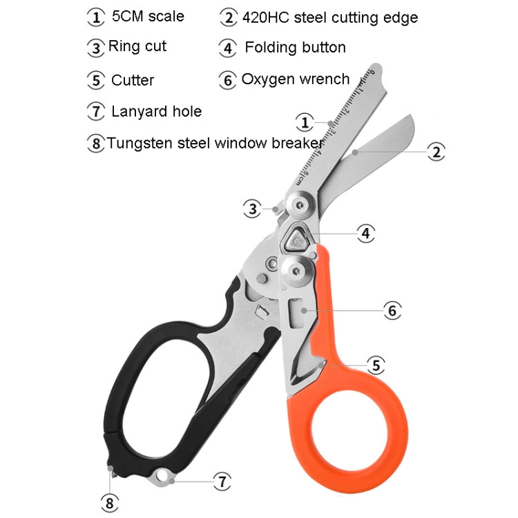 Multifunctional Outdoor First Aid Equipment Foldable Gadget Scissors(Black And Orange) - Emergency Tools by PMC TechLife | Online Shopping South Africa | PMC TechLife