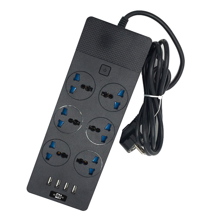 TB-T12 3000W 2m 4-USB Ports + 6-Jacks Multifunctional Flame-Retardant Socket With Switch(EU Plug) - Extension Socket by PMC TechLife | Online Shopping South Africa | PMC TechLife | Buy Now Pay Later Mobicred