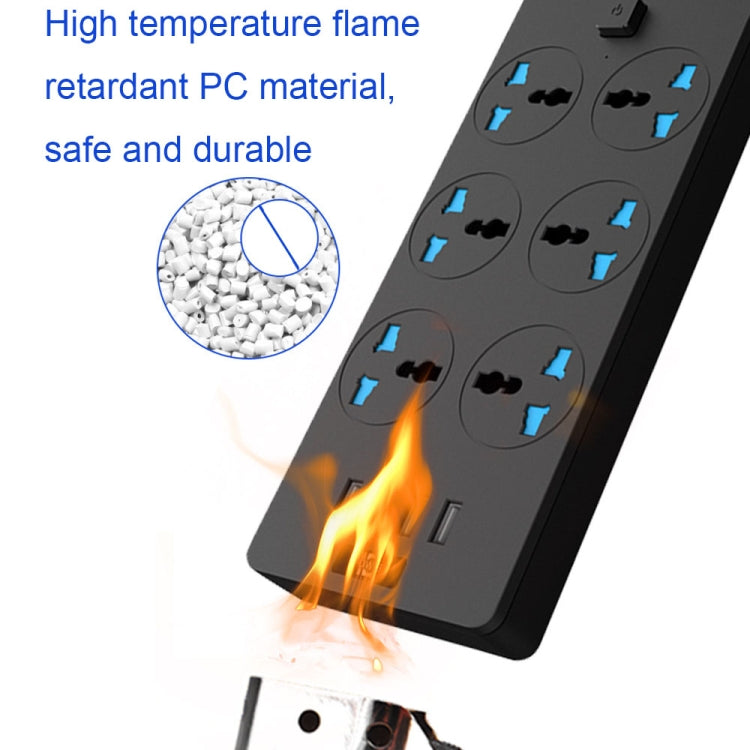 TB-T12 3000W 2m 4-USB Ports + 6-Jacks Multifunctional Flame-Retardant Socket With Switch(EU Plug) - Extension Socket by PMC TechLife | Online Shopping South Africa | PMC TechLife | Buy Now Pay Later Mobicred
