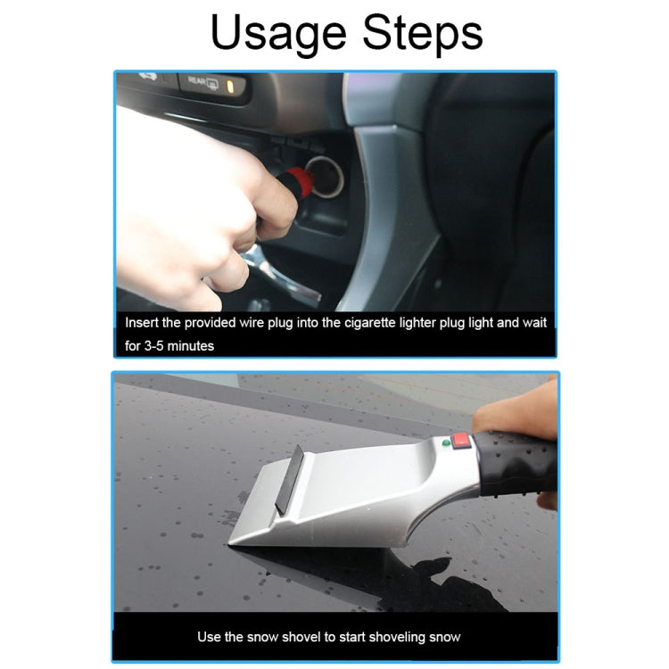 12V Multifunctional Heated Car Snow Shovel Winter Snow Removal Tools(Black+Silver) - free shipping - PMC TechLife - Order now!