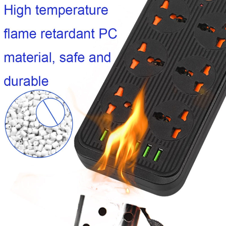 A07 2m 3000W 6 Plugs + 6-USB Ports Multifunctional Flame-retardant Socket with Switch(US Plug) - Extension Socket by PMC TechLife | Online Shopping South Africa | PMC TechLife | Buy Now Pay Later Mobicred