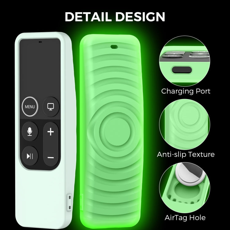 For Apple TV HD / 4K+AirTag AhaStyle PT175 Remote Control Tracker 2 In 1 Silicone Protective Cover(Luminous Green) - free shipping - PMC TechLife - Order now!