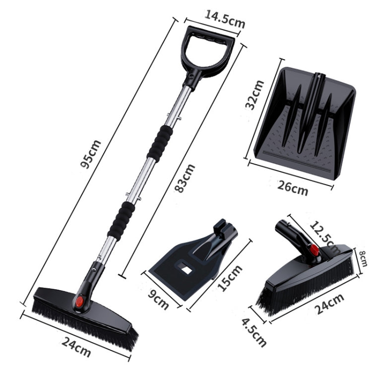 3-in-1 Car Snow Shovel Brush Kit Stainless Steel Retractable Ice Scraper(Silver) - Ice Scraper by PMC TechLife | Online Shopping South Africa | PMC TechLife | Buy Now Pay Later Mobicred