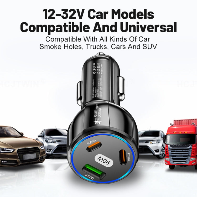 90W Super Fast Charging USB-C Car Charger Dual PD 30W+QC3.0 Charging Station(White) - Car Charger by PMC TechLife | Online Shopping South Africa | PMC TechLife | Buy Now Pay Later Mobicred