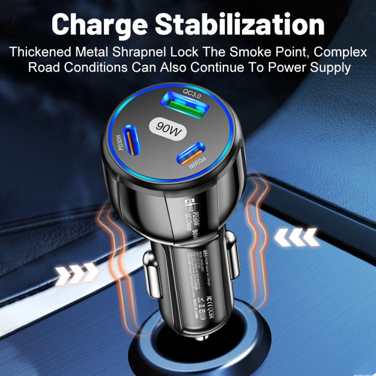 90W Super Fast Charging USB-C Car Charger Dual PD 30W+QC3.0 Charging Station(White) - Car Charger by PMC TechLife | Online Shopping South Africa | PMC TechLife | Buy Now Pay Later Mobicred