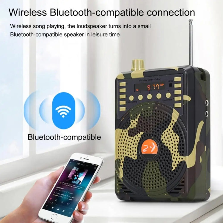 48W Wireless Bluetooth Voice Amplifier with Remote Control Supports USB/TF Card Playback AU Plug(Camouflage) - Midrange Speaker & Frequency Divider by PMC TechLife | Online Shopping South Africa | PMC TechLife | Buy Now Pay Later Mobicred