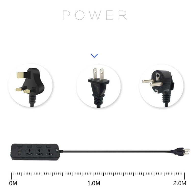 T14 2m 2500W 3 Plugs + 3-USB Ports Multifunctional Socket With Switch, Specification: EU Plug (White) - Extension Socket by PMC TechLife | Online Shopping South Africa | PMC TechLife | Buy Now Pay Later Mobicred