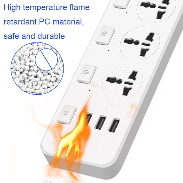 T14 2m 2500W 3 Plugs + 3-USB Ports Multifunctional Socket With Switch, Specification: US Plug (Black) - Extension Socket by PMC TechLife | Online Shopping South Africa | PMC TechLife | Buy Now Pay Later Mobicred