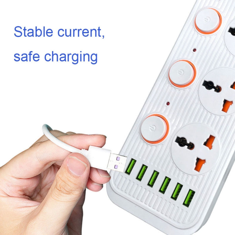 A05 2m 3000W 4 Plugs + 6-USB Ports Multifunctional Flame-Retardant Socket With Switch(UK Plug) - Extension Socket by PMC TechLife | Online Shopping South Africa | PMC TechLife | Buy Now Pay Later Mobicred