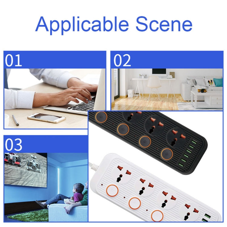 A05 2m 3000W 4 Plugs + 6-USB Ports Multifunctional Flame-Retardant Socket With Switch(UK Plug) - Extension Socket by PMC TechLife | Online Shopping South Africa | PMC TechLife | Buy Now Pay Later Mobicred