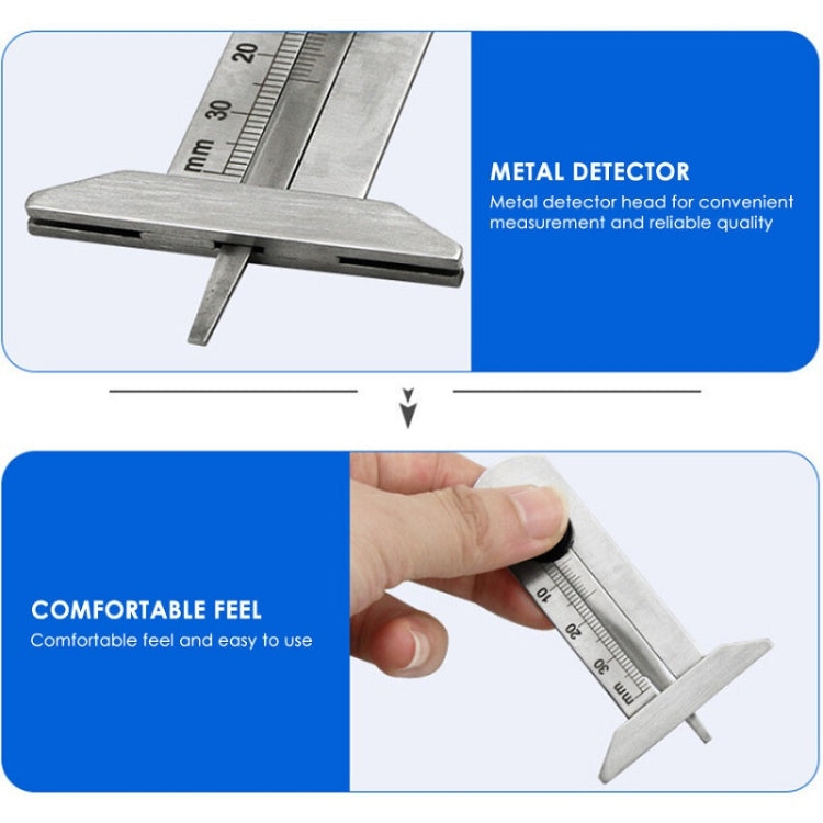 0-50mm Stainless Steel Tire Tread Vernier Depth Gauge - Electronic Test by PMC TechLife | Online Shopping South Africa | PMC TechLife | Buy Now Pay Later Mobicred