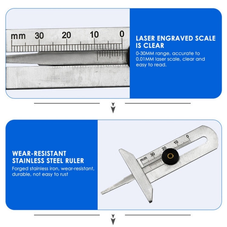 0-50mm Stainless Steel Tire Tread Vernier Depth Gauge - Electronic Test by PMC TechLife | Online Shopping South Africa | PMC TechLife | Buy Now Pay Later Mobicred