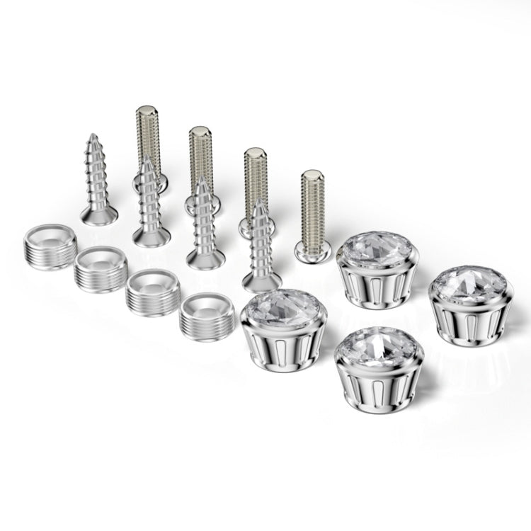 Licence Plate Frame Rhinestone Anti-theft Fixing Nut Cover(White Diamond) - free shipping - PMC TechLife - Order now!