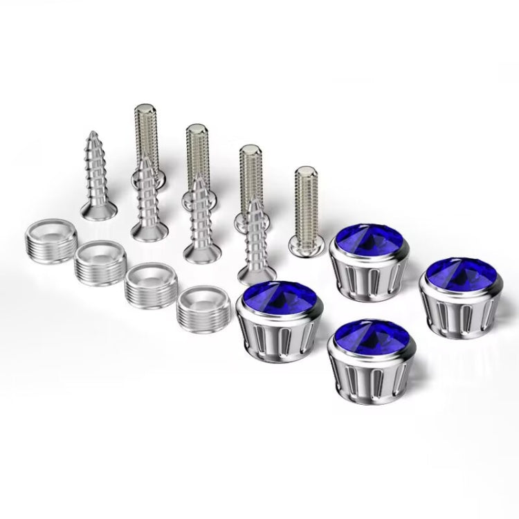 Licence Plate Frame Rhinestone Anti-theft Fixing Nut Cover(Blue Diamond) - License Plate Covers & Frames by PMC TechLife | Online Shopping South Africa | PMC TechLife | Buy Now Pay Later Mobicred