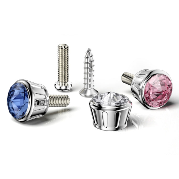 Licence Plate Frame Rhinestone Anti-theft Fixing Nut Cover(Pink Diamond) - free shipping - PMC TechLife - Order now!