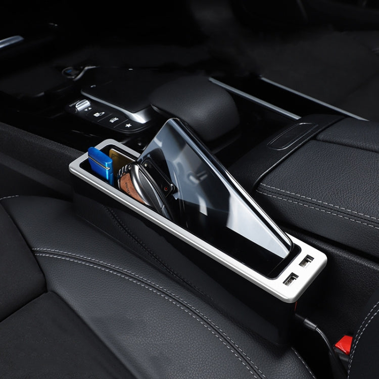 Car Seat Gap Storage Box with 2 USB Charging Port, Color:  Principal Driver Silver - Stowing Tidying by PMC TechLife | Online Shopping South Africa | PMC TechLife | Buy Now Pay Later Mobicred