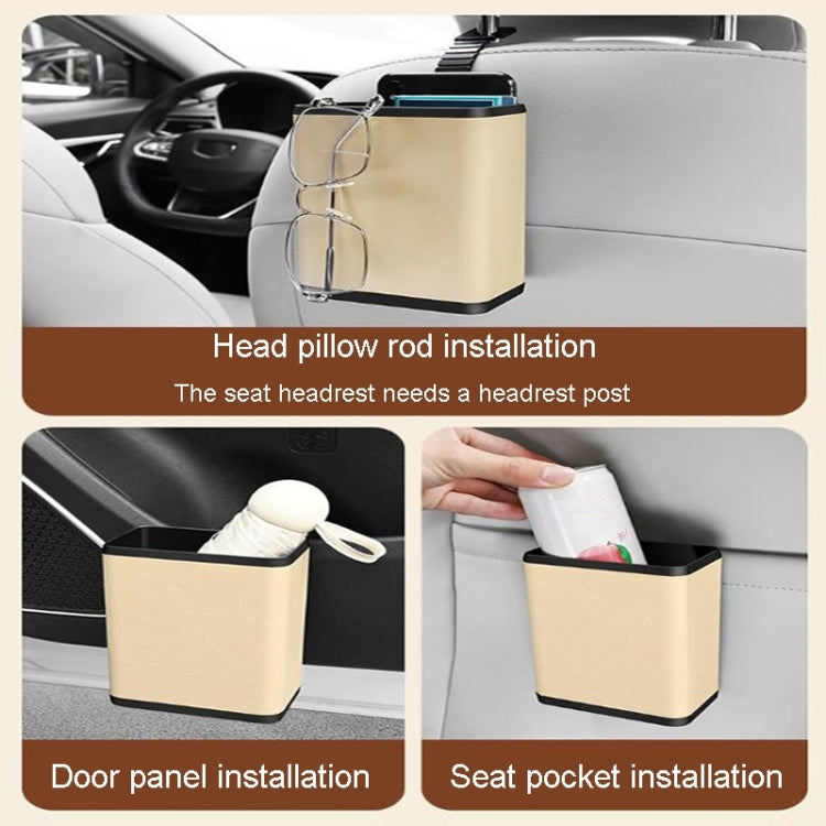 Multifunctional Car Dustbin Car Seatback Door Hanging Storage Box(Beige) - Stowing Tidying by PMC TechLife | Online Shopping South Africa | PMC TechLife | Buy Now Pay Later Mobicred