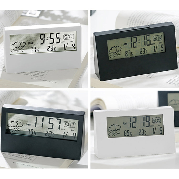 LCD Electronic Desk Clock Digital Display Multifunctional Temperature And Humidity Meter Alarm Clock, Model: 2158L With Light White - Alarm Clocks by PMc TechLife | Online Shopping South Africa | PMc TechLife | Buy Now Pay Later Mobicred