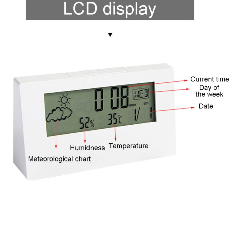 LCD Electronic Desk Clock Digital Display Multifunctional Temperature And Humidity Meter Alarm Clock, Model: 2158L With Light Black - free shipping - PMc TechLife - Order now!