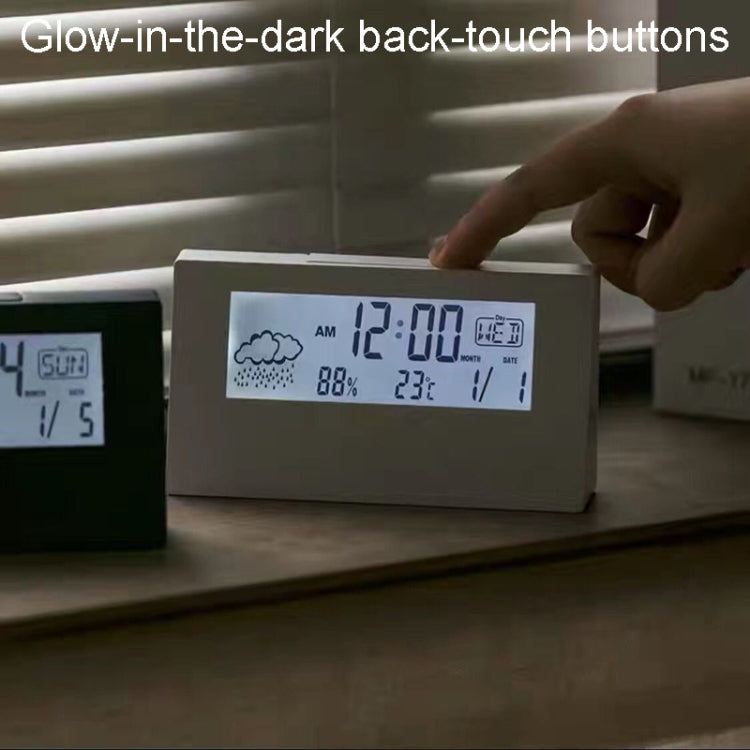 LCD Electronic Desk Clock Digital Display Multifunctional Temperature And Humidity Meter Alarm Clock, Model: 2158L With Light White - Alarm Clocks by PMc TechLife | Online Shopping South Africa | PMc TechLife | Buy Now Pay Later Mobicred