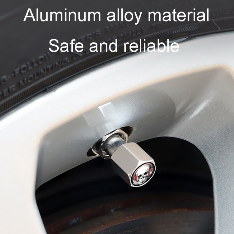 4pcs /Set Headset Skeleton Metal Tire Valve Caps Automobile Universal Modified Valve Covers(Silver) - free shipping - PMC TechLife - Order now!