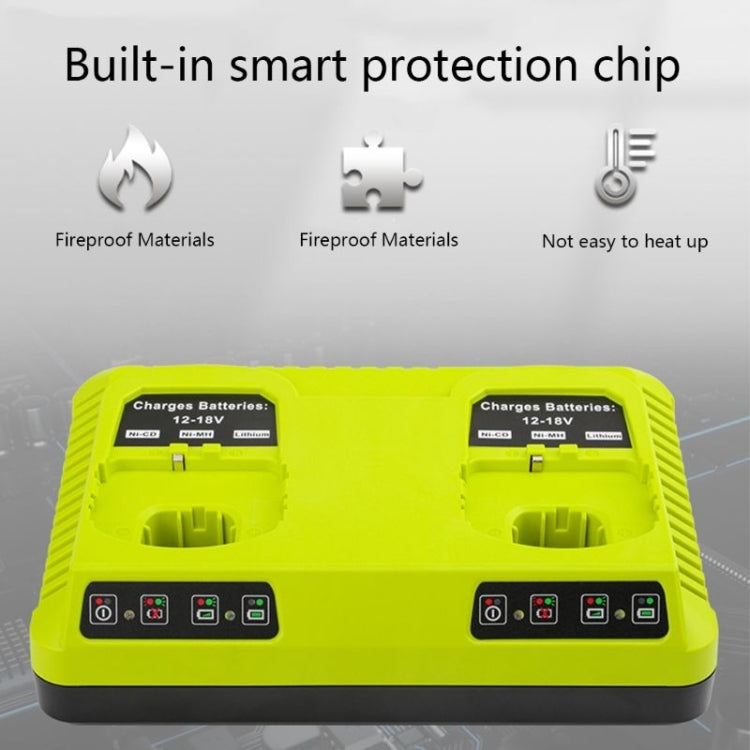 For RYOBI P108 / P117 12-18V Lithium Nickel Battery Dual Port Charger, Plug: EU - Electric Saws & Accessories by PMc TechLife | Online Shopping South Africa | PMc TechLife | Buy Now Pay Later Mobicred