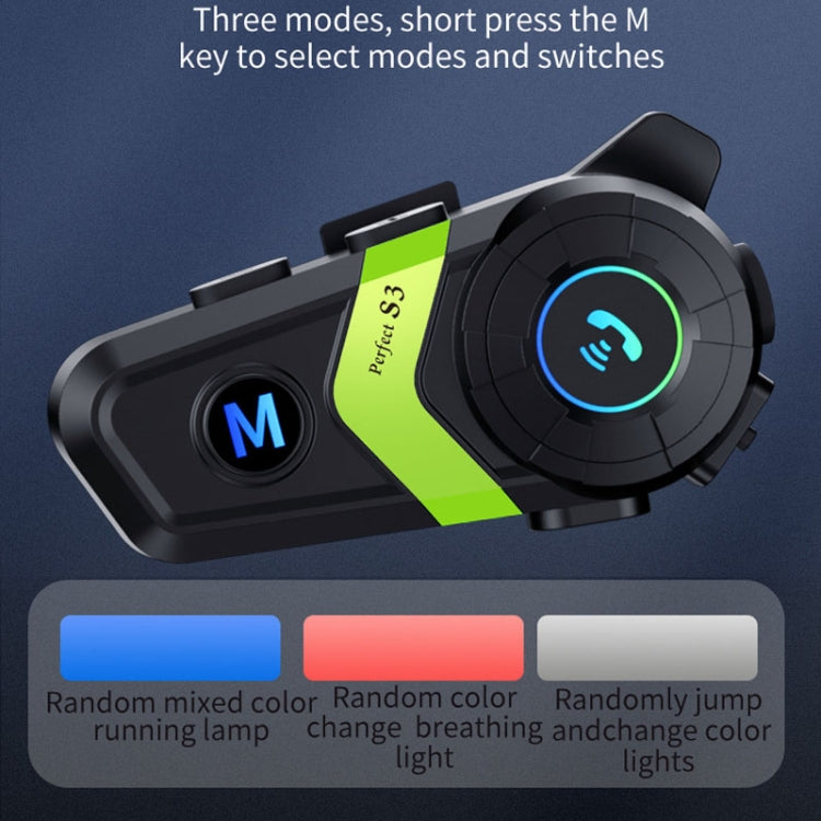 S3 Motorcycle Helmet Bluetooth Headset For Full and Half Helmets(Green) - Motorcycle Walkie Talkie by PMC TechLife | Online Shopping South Africa | PMC TechLife | Buy Now Pay Later Mobicred