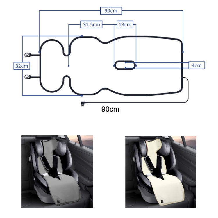 Car USB Heated Seat Cushion Winter Plush Child Seat Pad, Size: 90x32cm(Gray) - Seat Accessories by PMC TechLife | Online Shopping South Africa | PMC TechLife | Buy Now Pay Later Mobicred