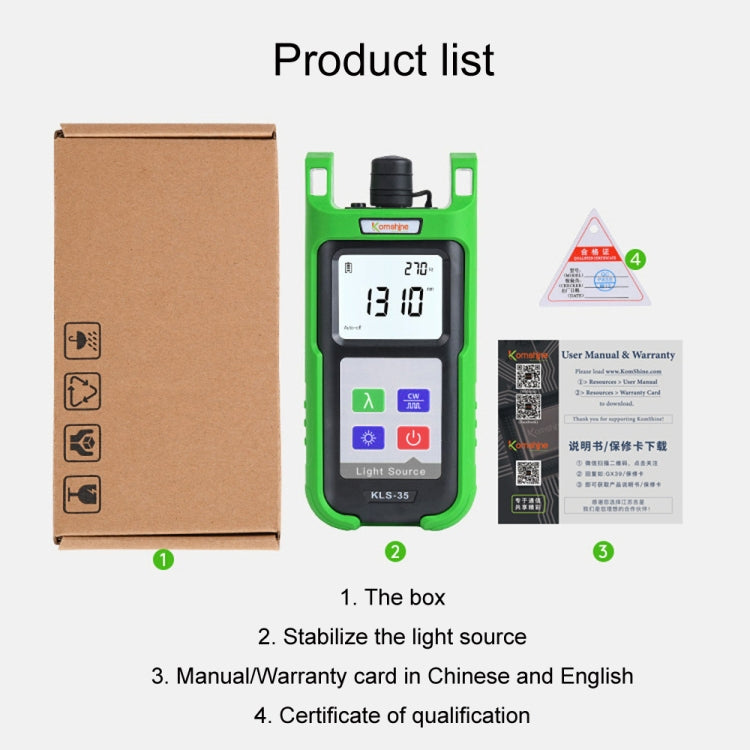 Komshine Handheld Laser Light Source Fiber Tester with LED Backlight, Model: KLS-35-MS - free shipping - PMC TechLife - Order now!