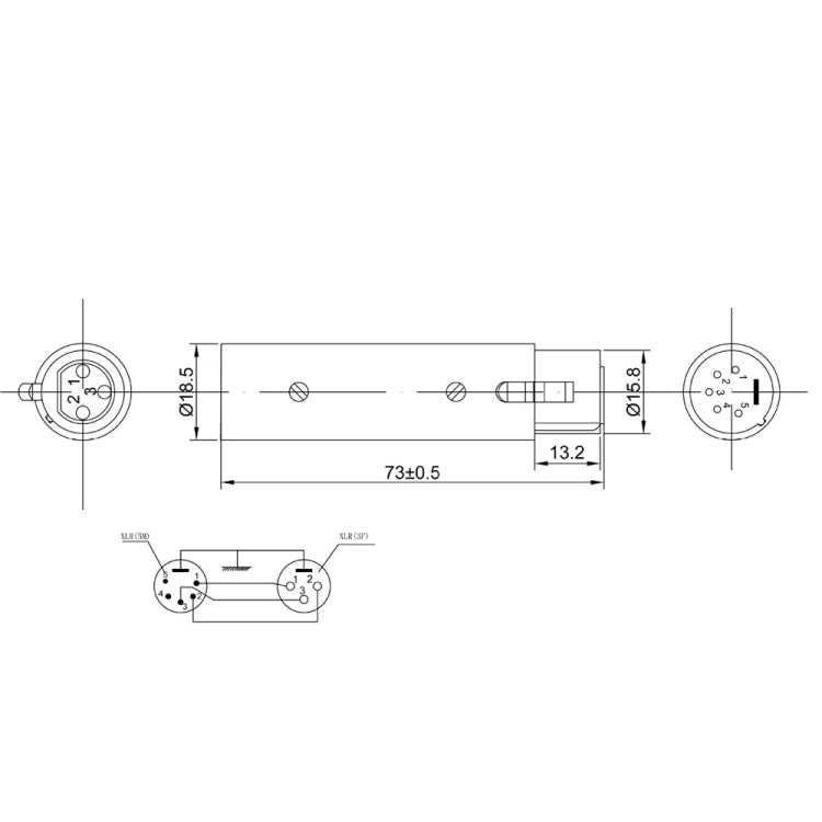 Zinc Alloy Shell Large 3Pin Female XLR to 5Pin XLR Male DMX Signal Lamp XLR Adapter - Microphone Audio Cable & Connector by PMC TechLife | Online Shopping South Africa | PMC TechLife