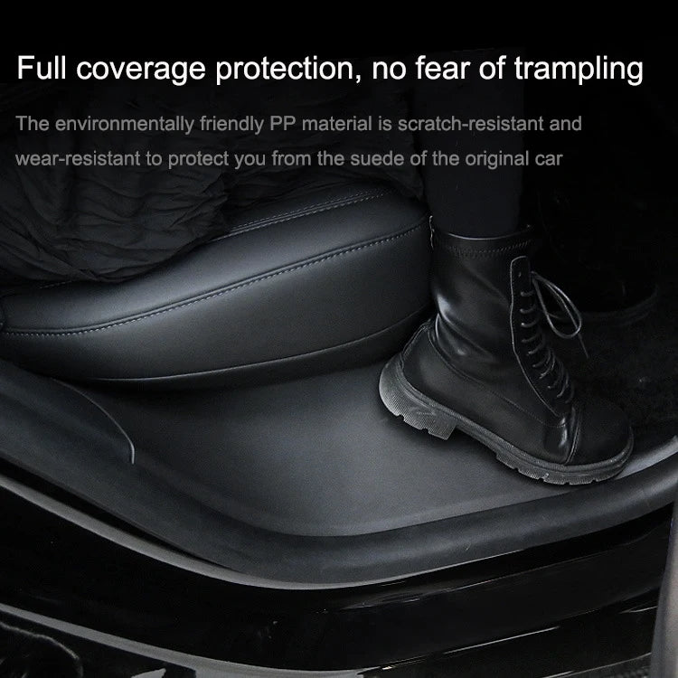 For Tesla Model Y Rear Door Built-In Sill Strip Rear Seats Anti-Kick Leather Protective Pad(Carbon Fiber) - Seat Accessories by PMC TechLife | Online Shopping South Africa | PMC TechLife | Buy Now Pay Later Mobicred