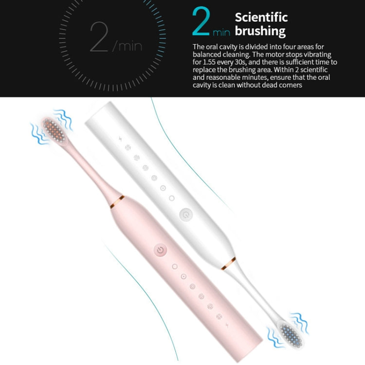 Rechargeable Ultrasonic Soft Bristle Electrical Toothbrushes Flosser 6 Gear With 4 Brushes(Pink) - Toothbrushes by PMC TechLife | Online Shopping South Africa | PMC TechLife | Buy Now Pay Later Mobicred