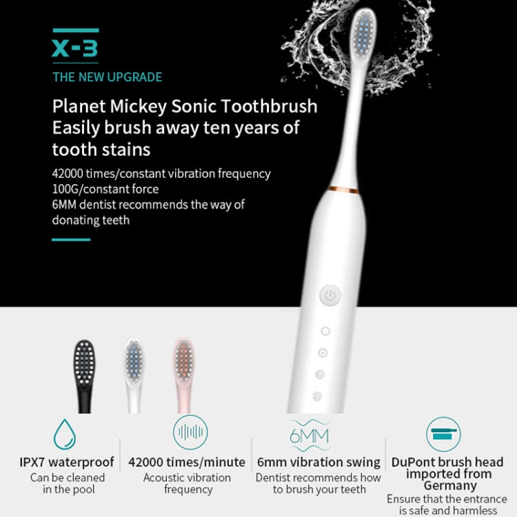 Rechargeable Ultrasonic Soft Bristle Electrical Toothbrushes Flosser 6 Gear With 4 Brushes(Black) - Toothbrushes by PMC TechLife | Online Shopping South Africa | PMC TechLife | Buy Now Pay Later Mobicred