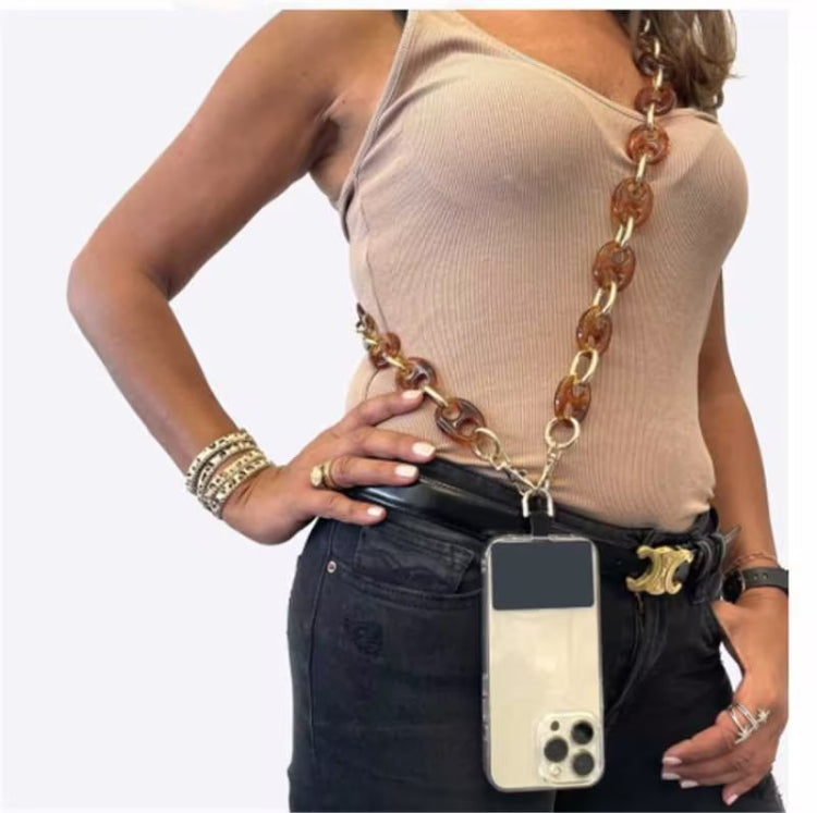 Retro Mobile Phone Chain Lanyard Tortoiseshell Acrylic Resin Bag Chain with Spacer, Spec: L205-LS-100cm - Lanyards & Wrist Straps by PMc TechLife | Online Shopping South Africa | PMc TechLife | Buy Now Pay Later Mobicred